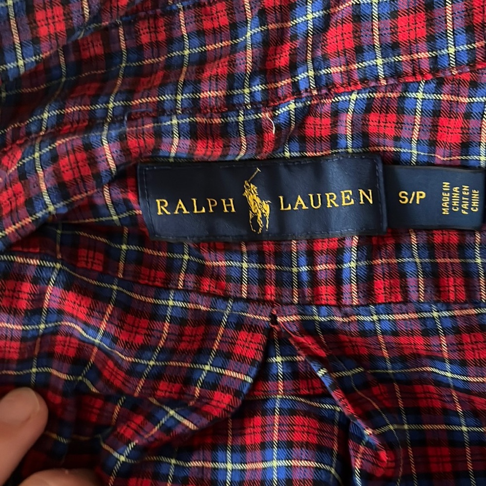 Men’s Ralph Lauren button down red, blue, and yellowed checkered